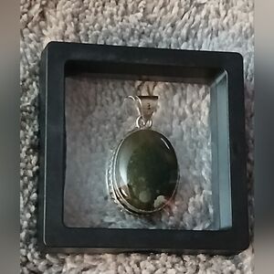 Green Jasper Oval Pendant